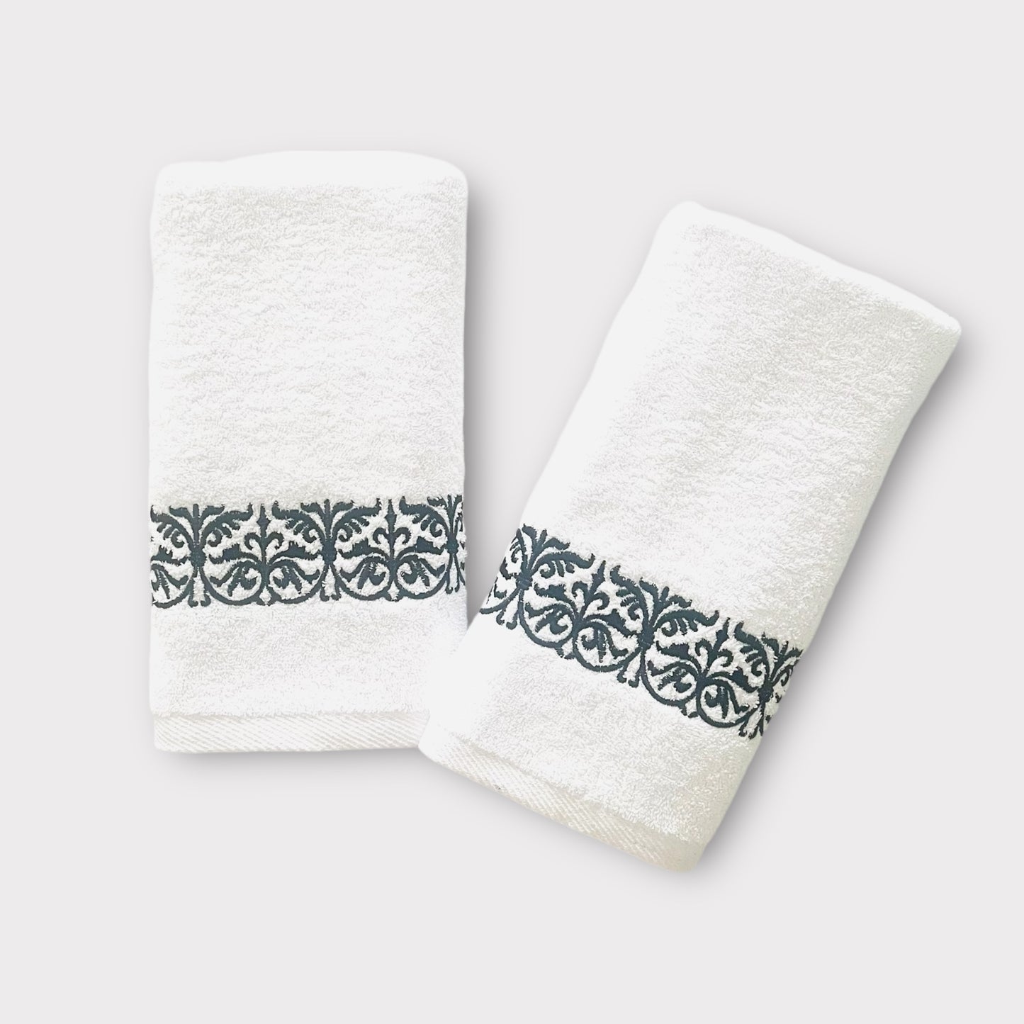 Hand Set Iron Door - Black Thread on White