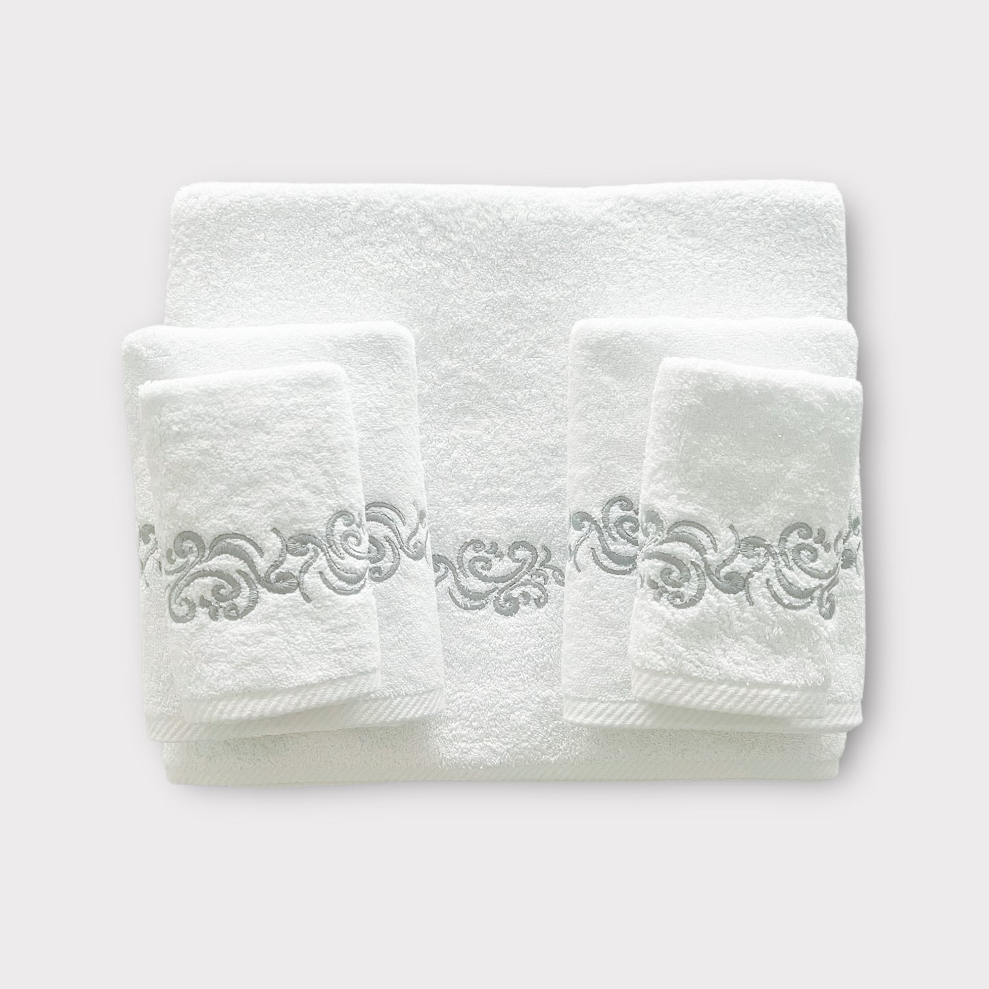 Whole Set Willow - Silver Thread on White