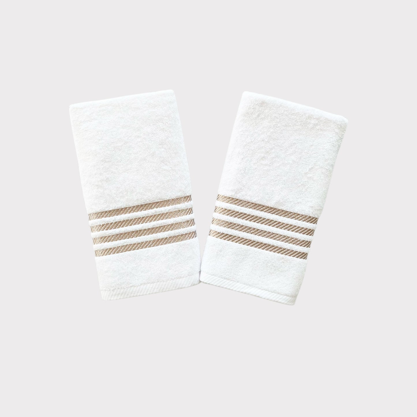 Hand Set Stripes - Gold Thread on White