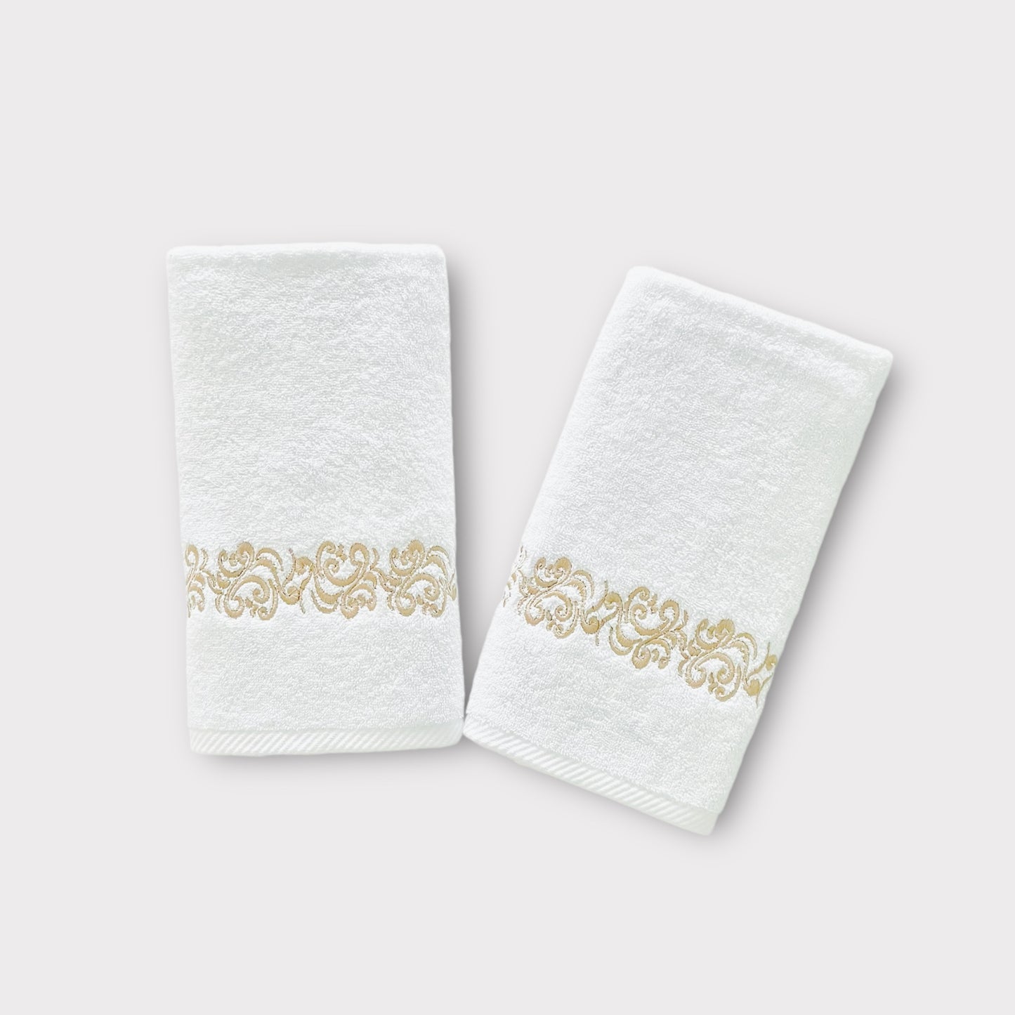 Hand Set Willow - Gold Thread on White