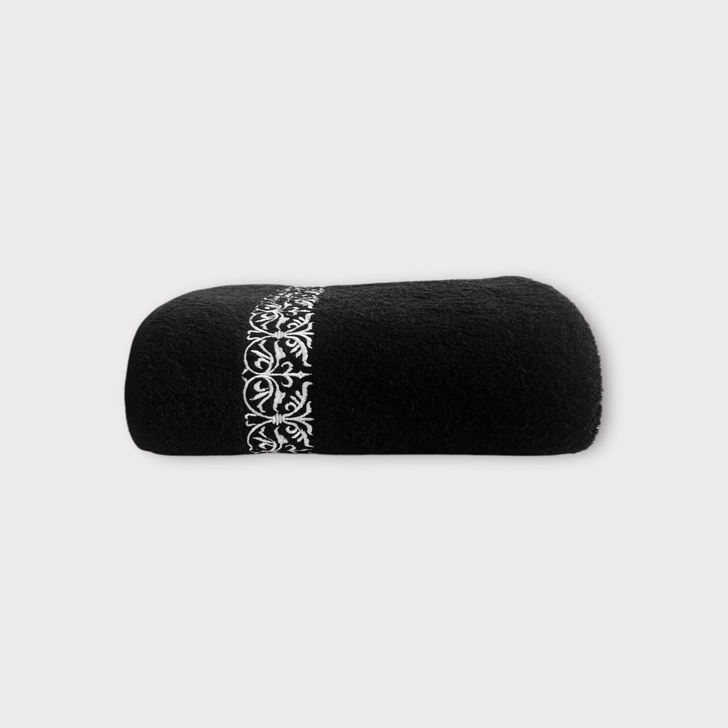 Bath Towel Iron Door - White Thread on Black