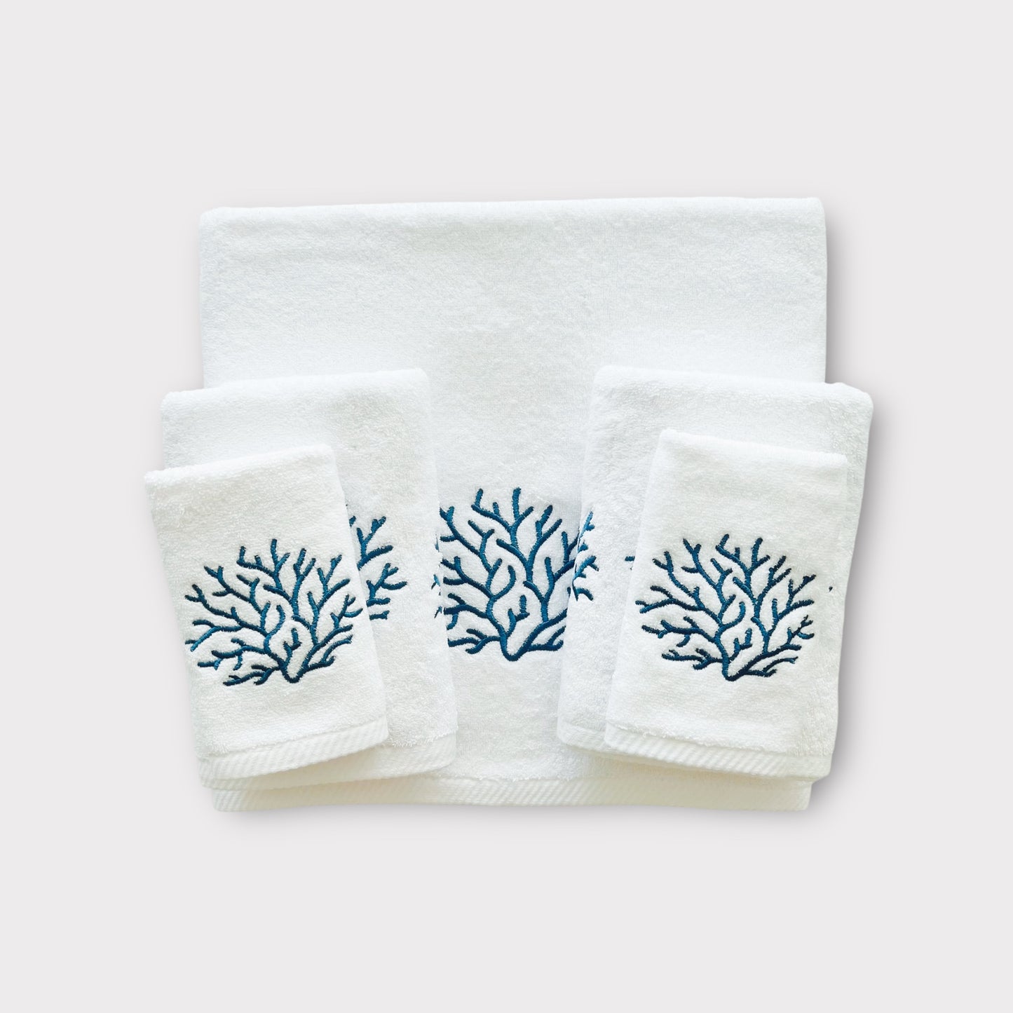 Whole Set Sunlit Coral - Navy Thread on White