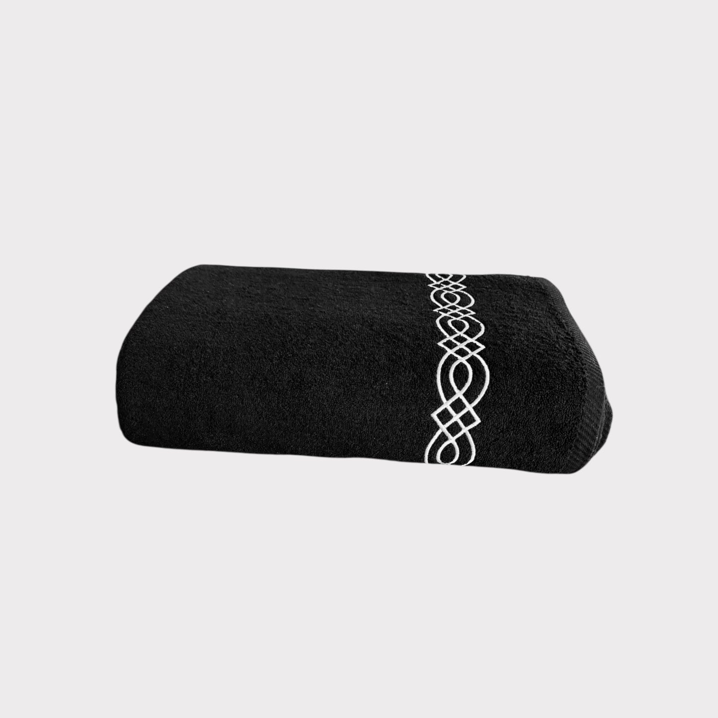Bath Towel Braid- White Thread on Black