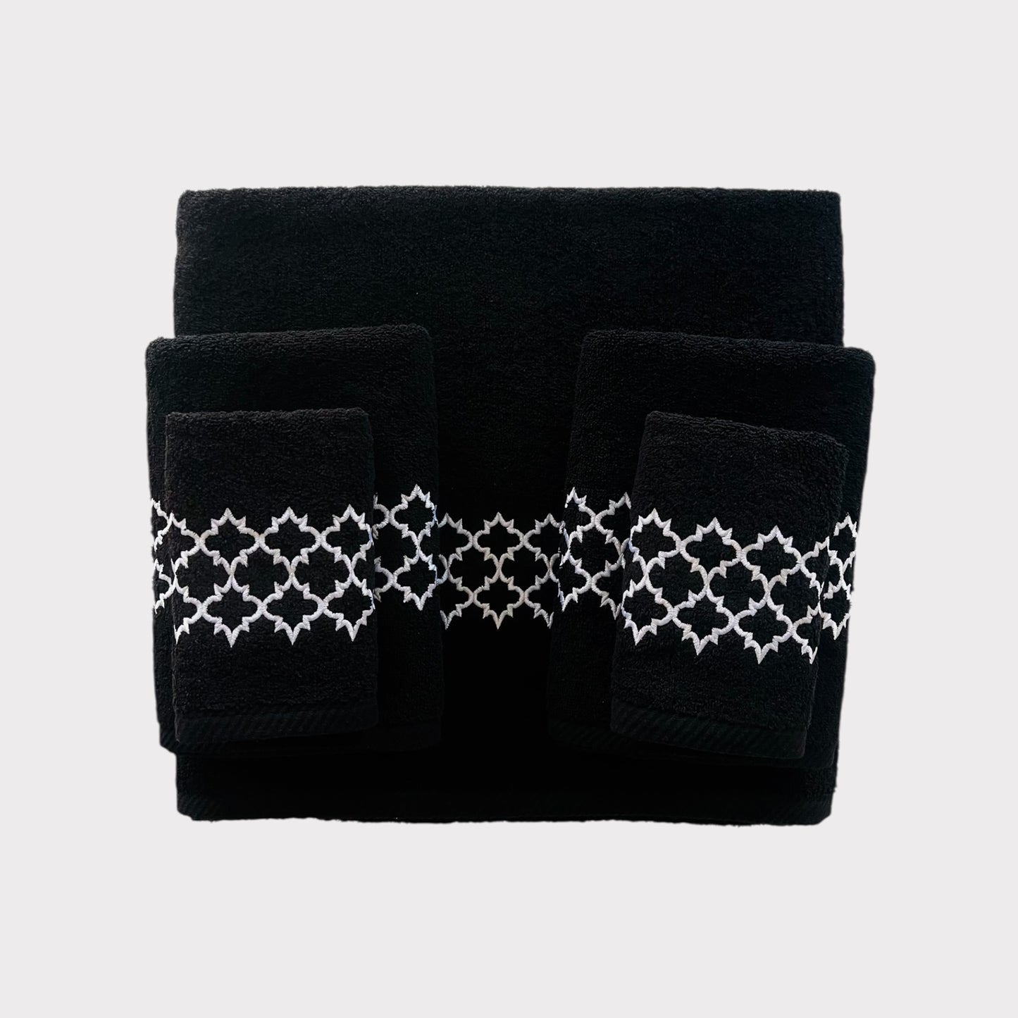 Whole Set Arabesque - White Thread on Black