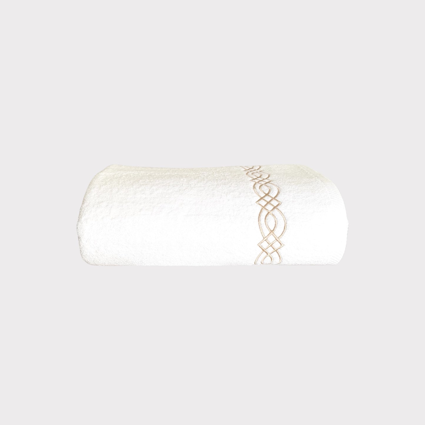 Bath Towel Braid- Gold Thread on White