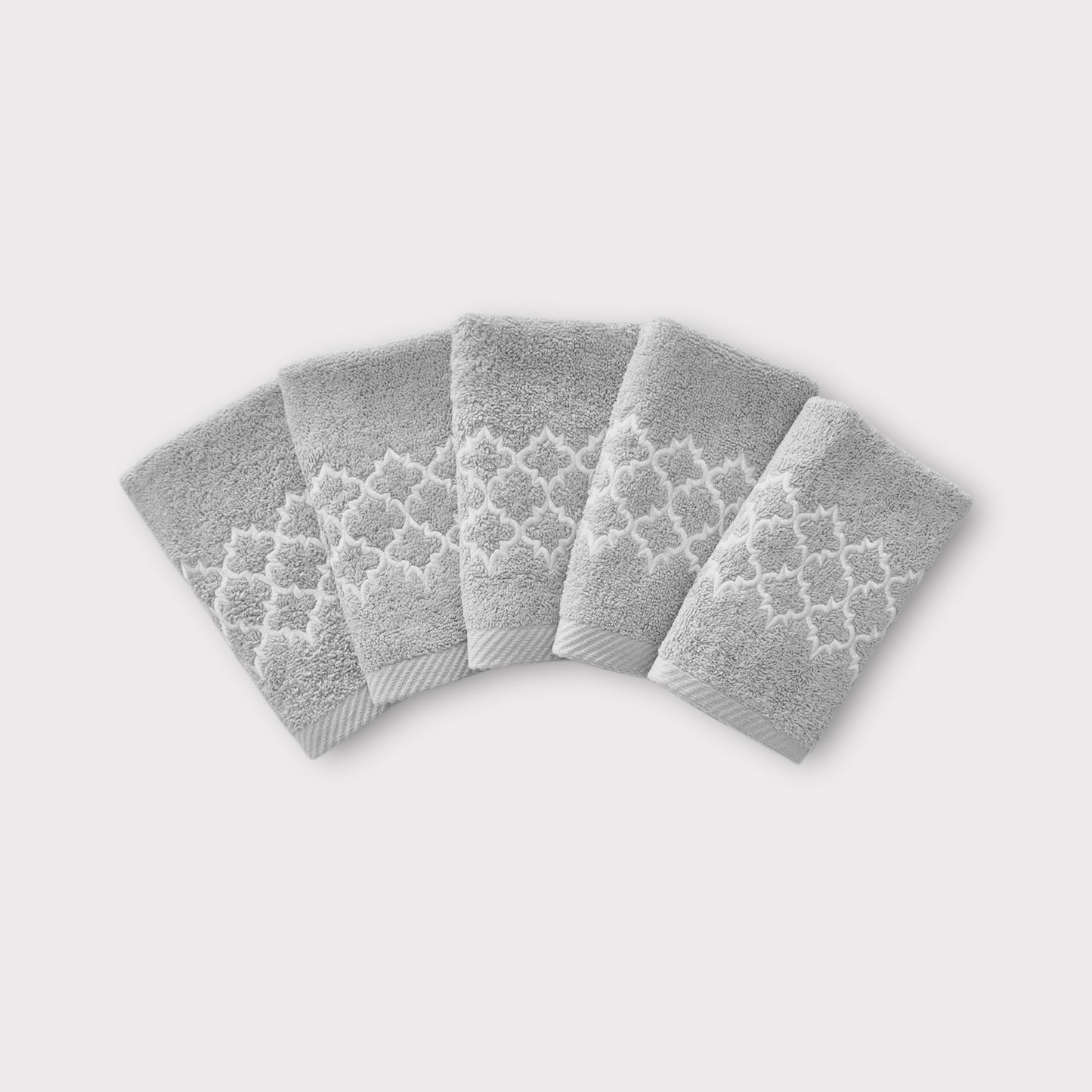 Guest Set Arabesque - White Thread on Grey