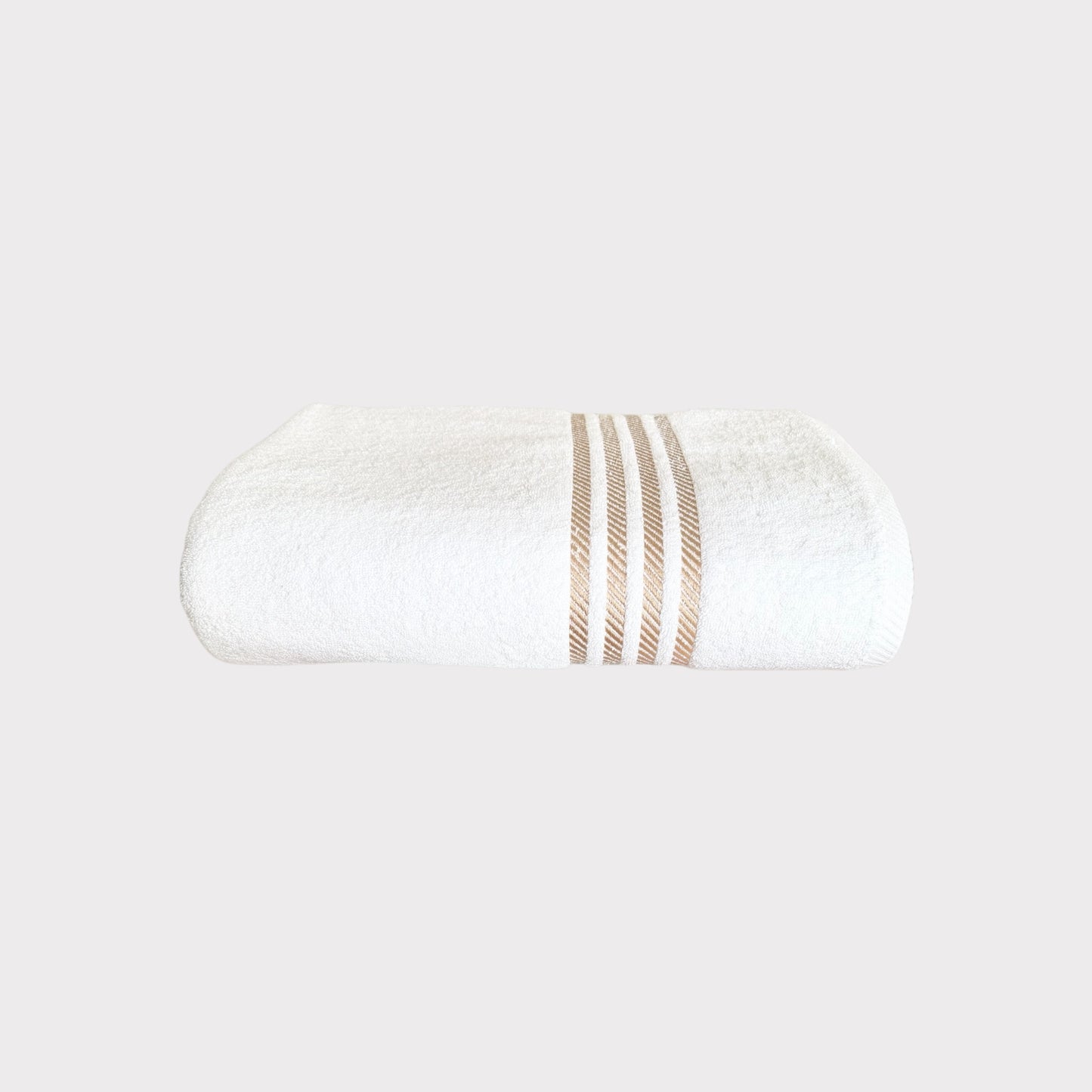 Bath Towel Stripes - Gold Thread on White