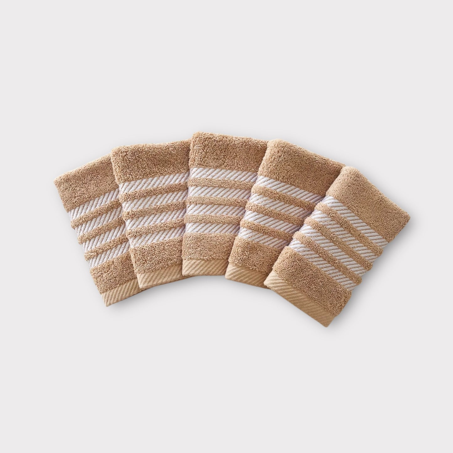 Guest Set Stripes - White Thread on Beige