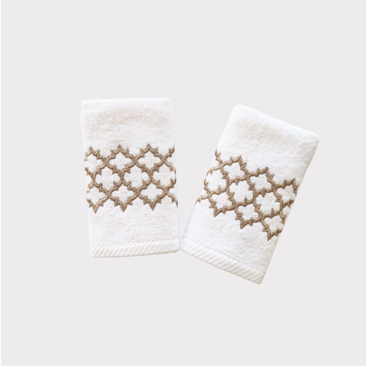 Guest Set Arabesque - Gold Thread on White