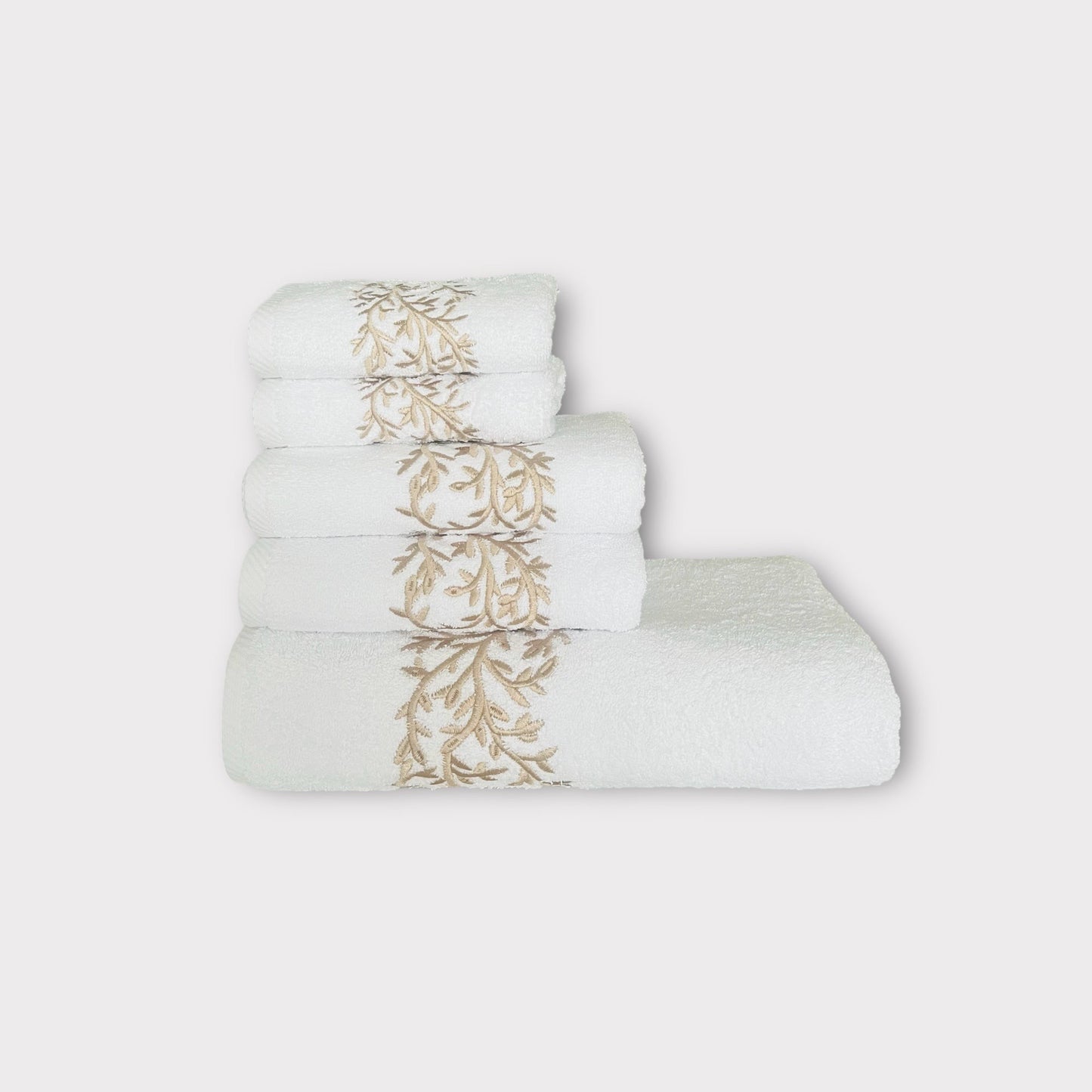 Whole Set Leaves - Gold Thread on White