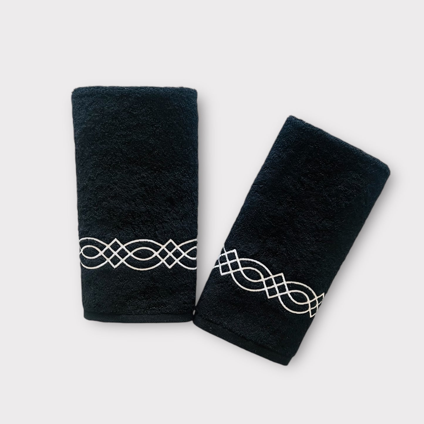 Hand Set Braids - White Thread on Black