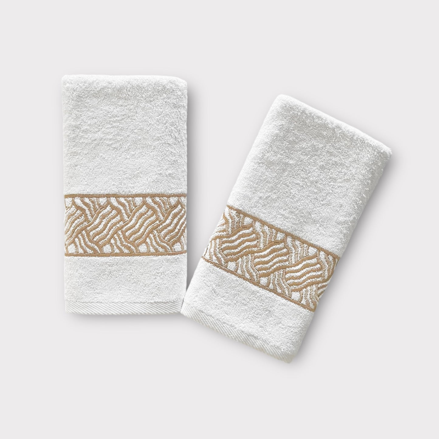 Hand Set Branch - Gold Thread on White