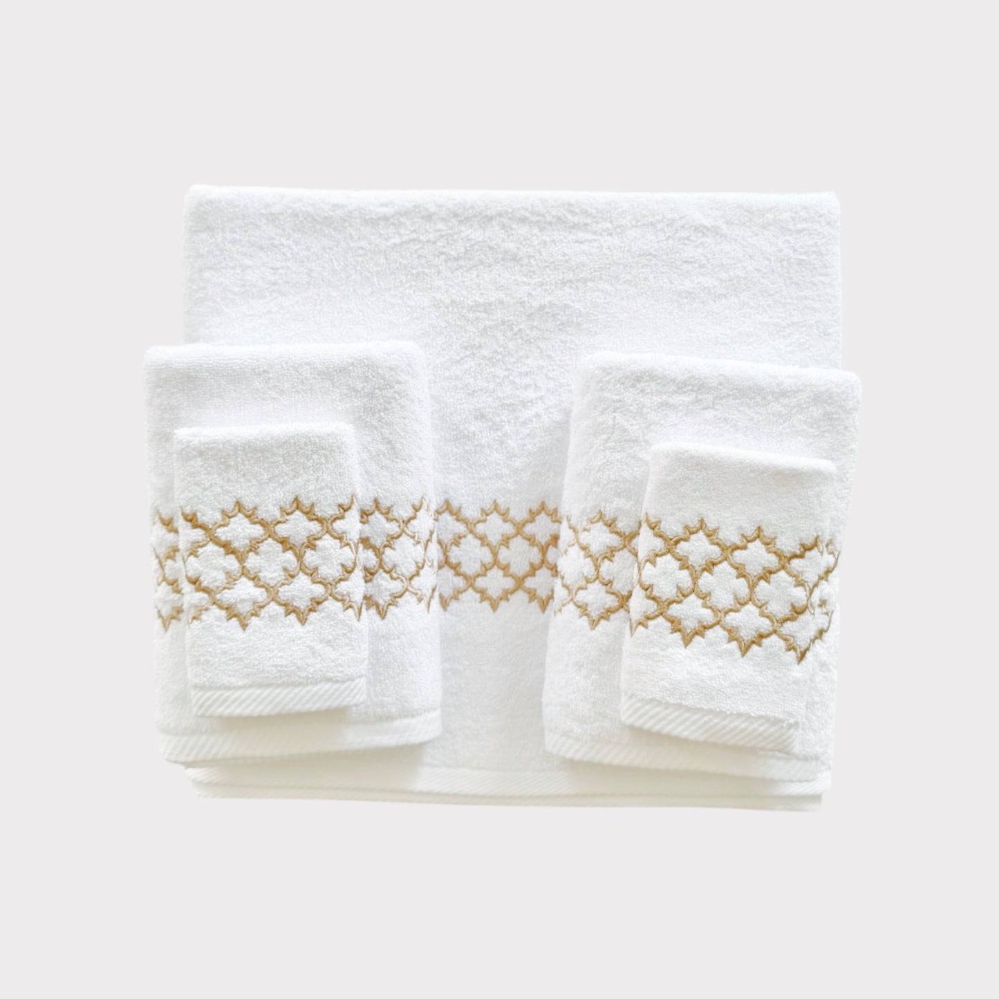 Whole Set Arabesque - Gold Thread on White