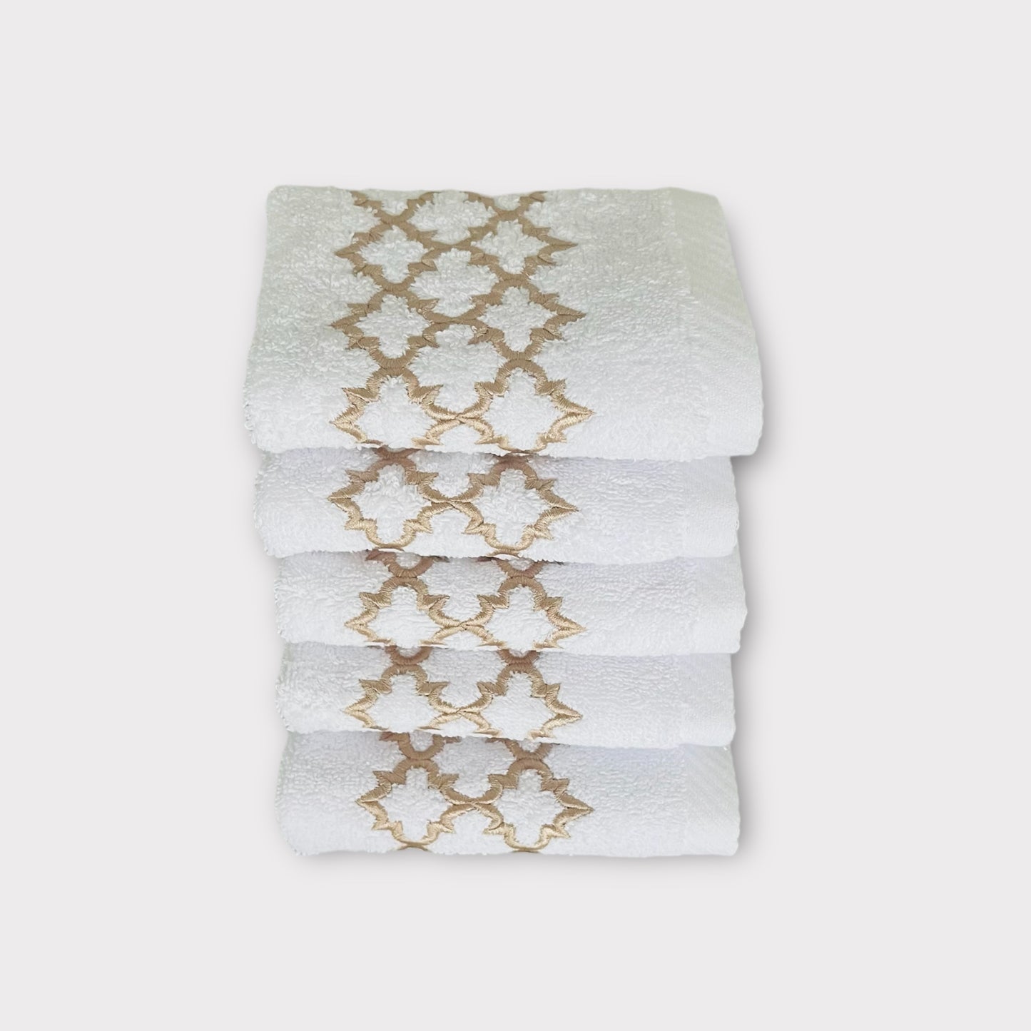 Guest Set Arabesque - Gold Thread on White