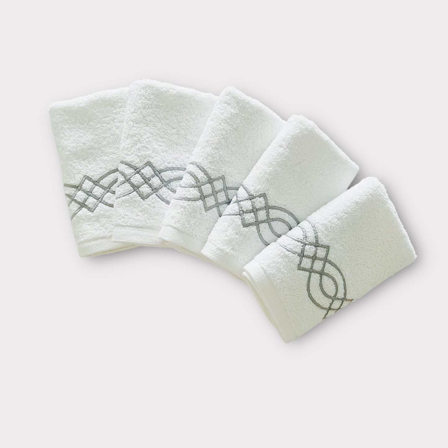 Guest Set Braids - Silver Thread on White