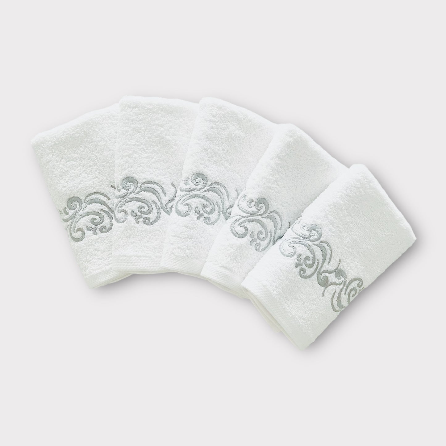 Guest Set Willow - Silver Thread on White