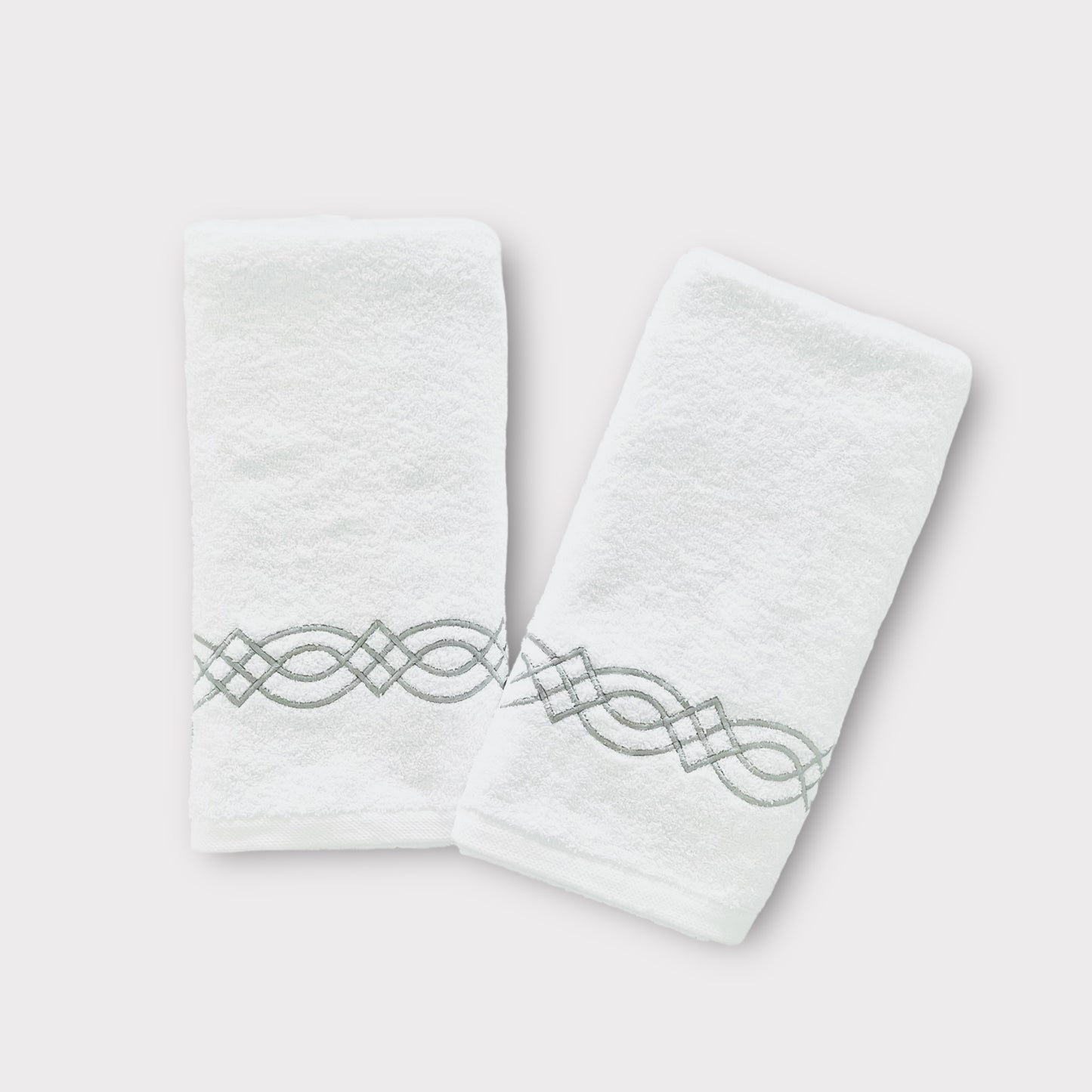 Hand Set Braid - Silver Thread on White