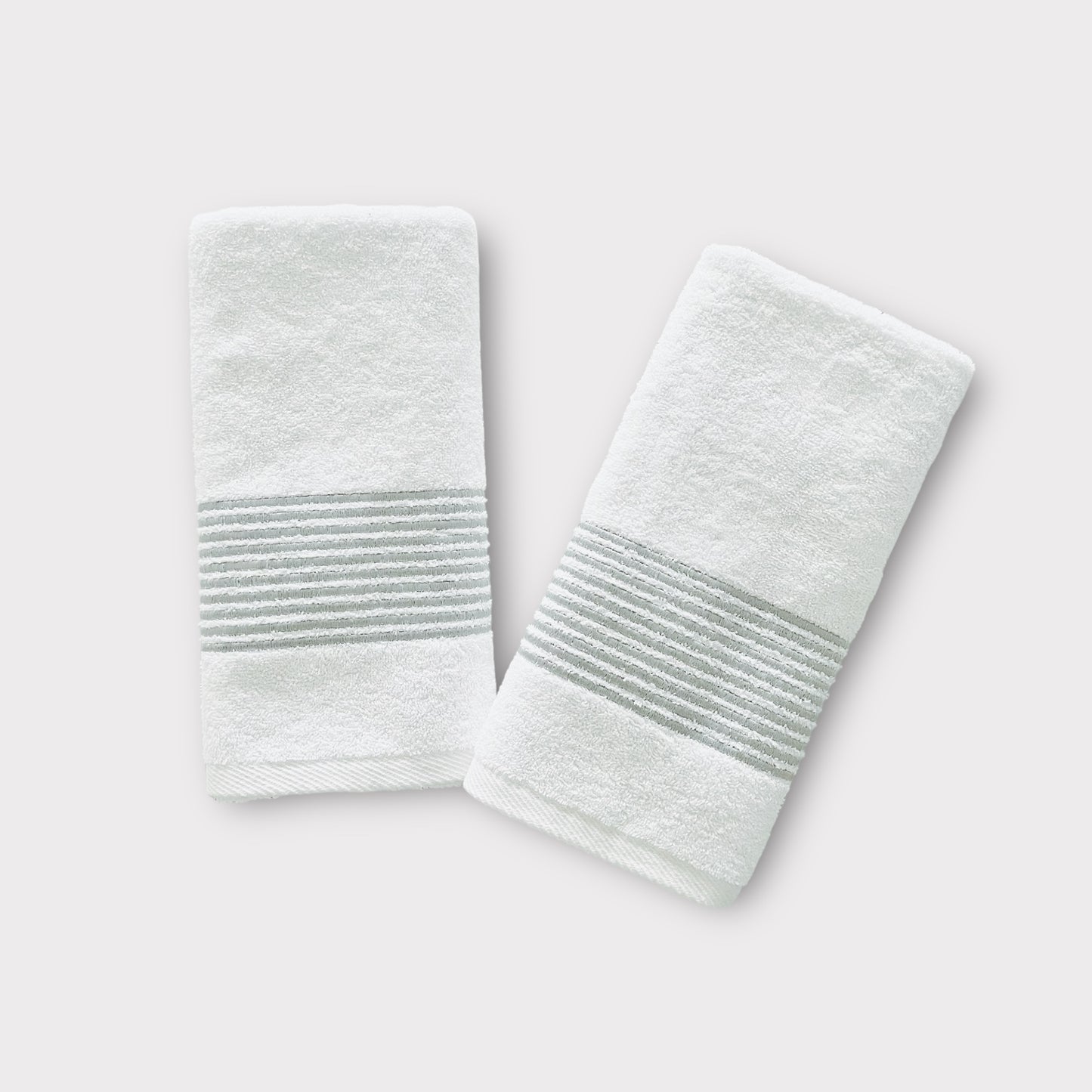 Hand Set Lines - Silver Thread on White