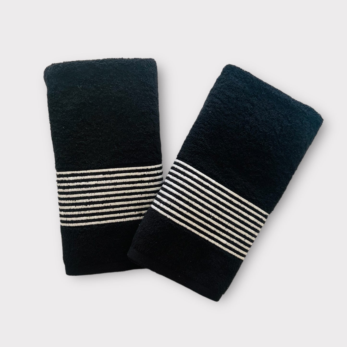 Hand Set Lines - White Thread on Black