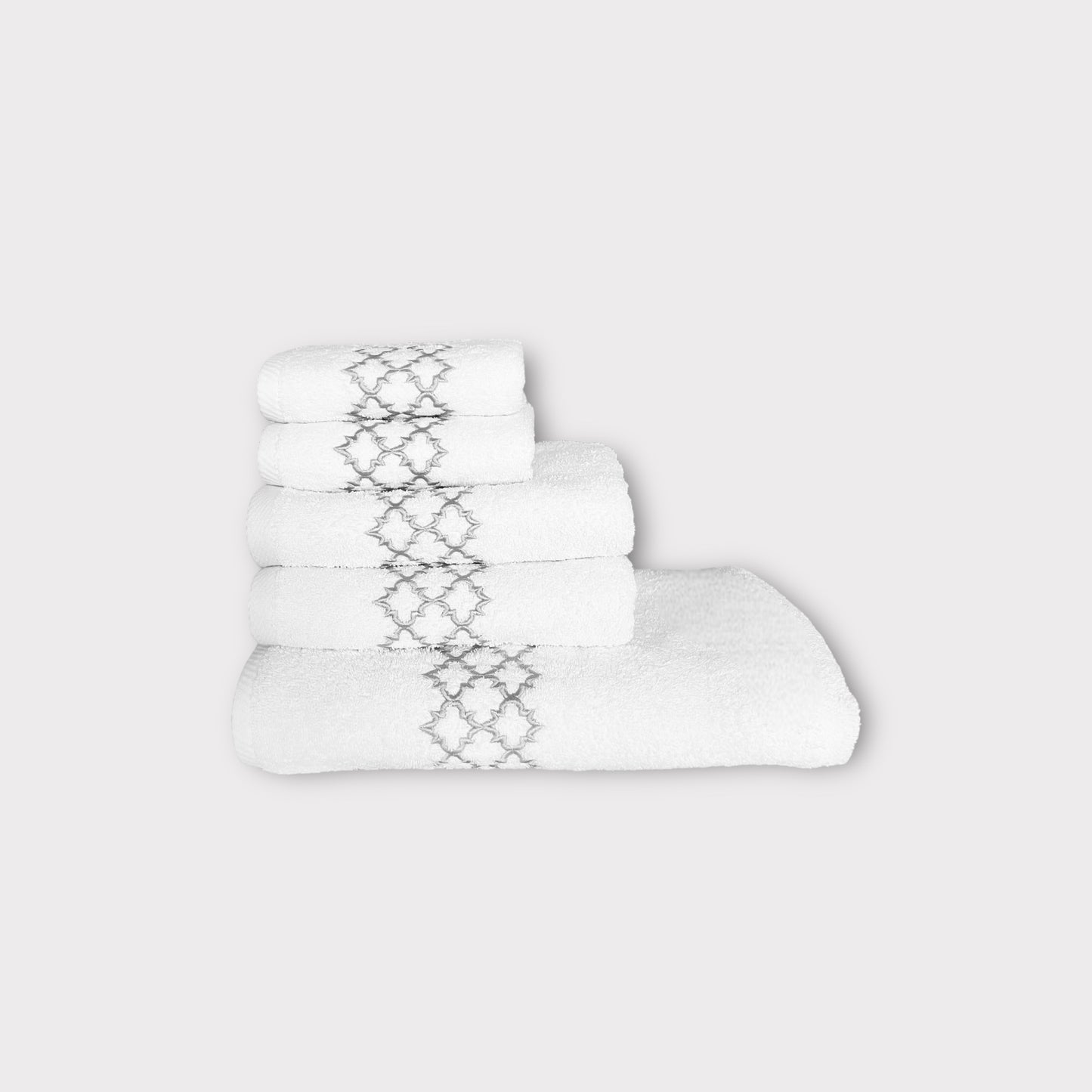 Whole Set Arabesque - Silver Thread on White