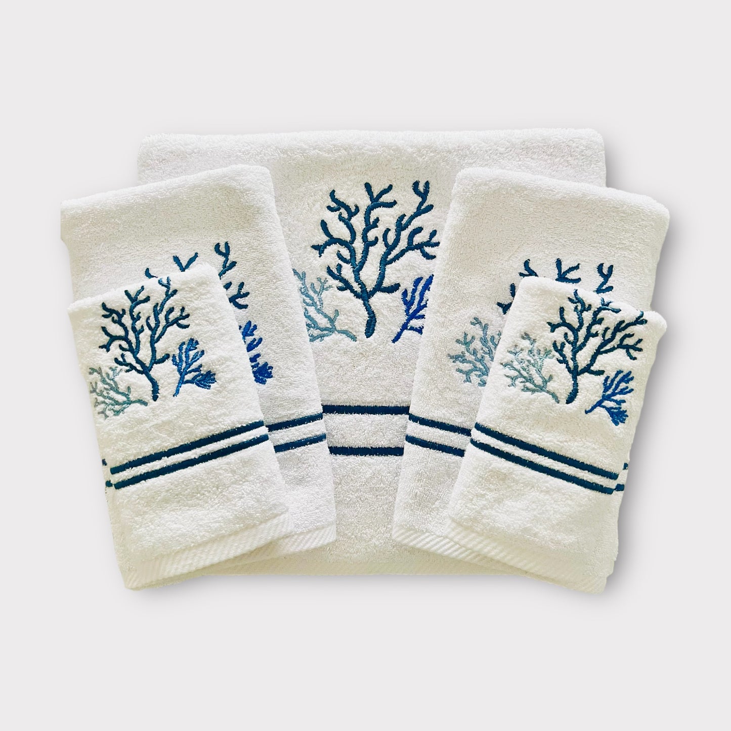 Whole Set Corals - Blue Thread on White
