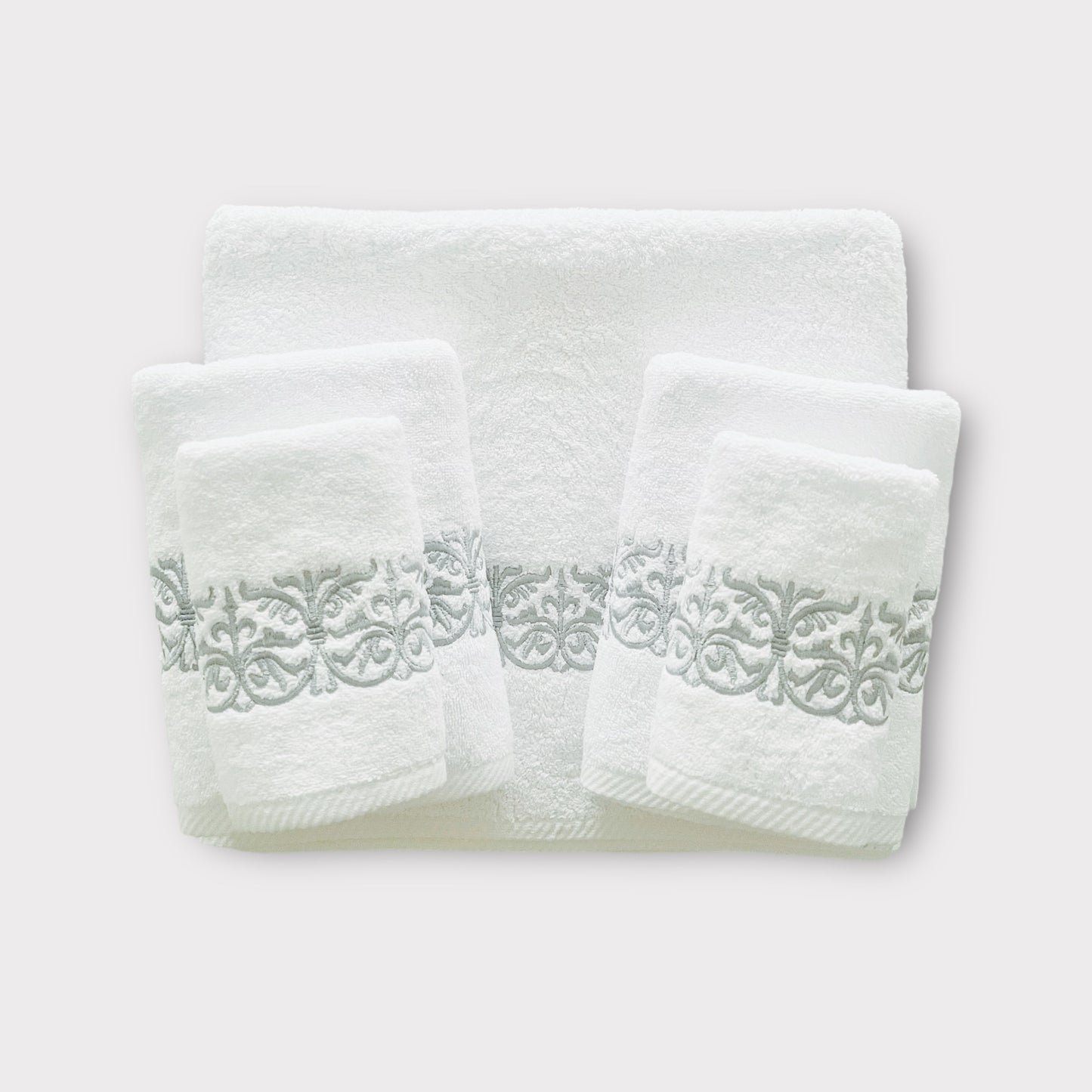 Whole Set Iron Door - Silver Thread on White