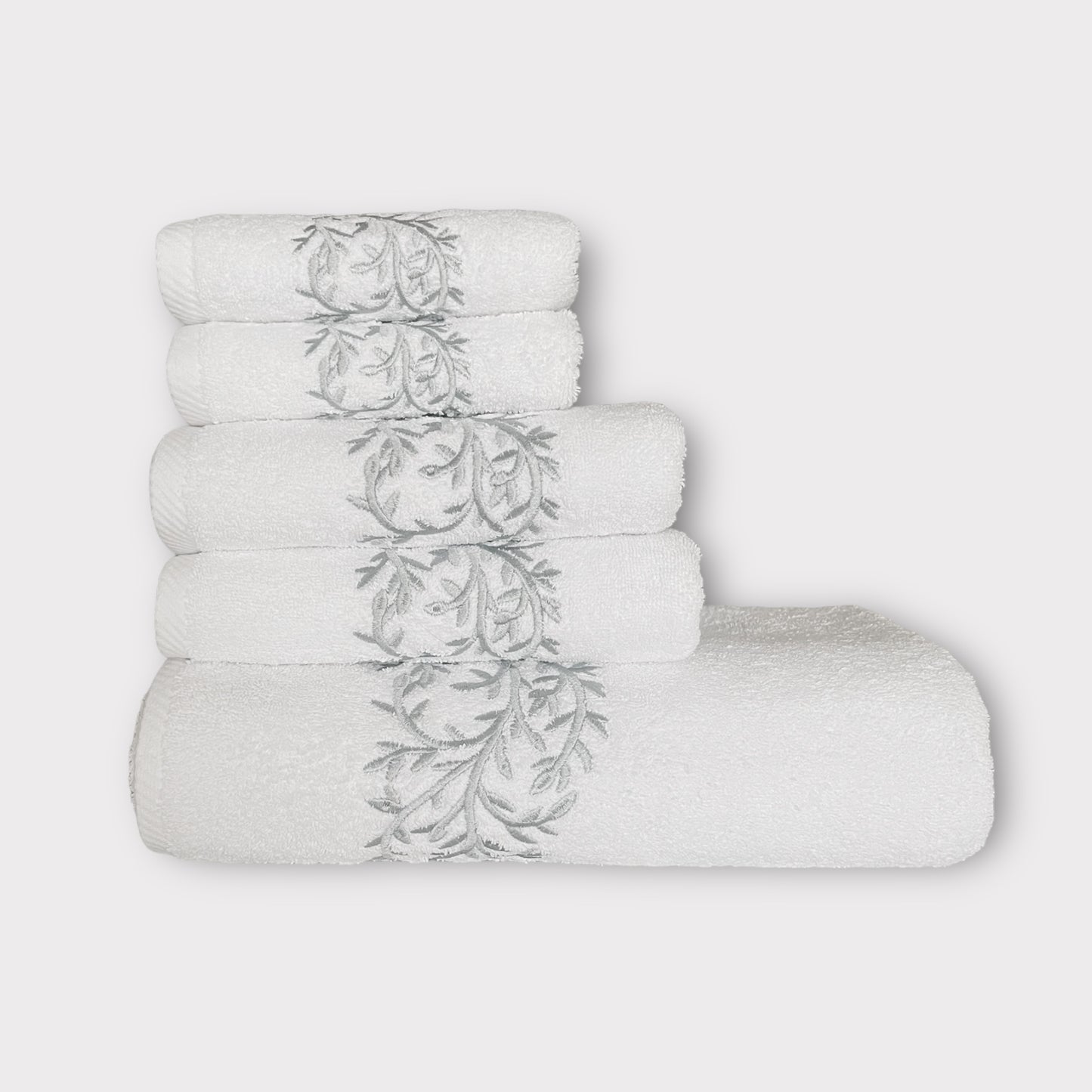 Whole Set Leaves - Silver Thread on White