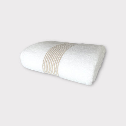 Bath Towel Lines - Gold Thread on White