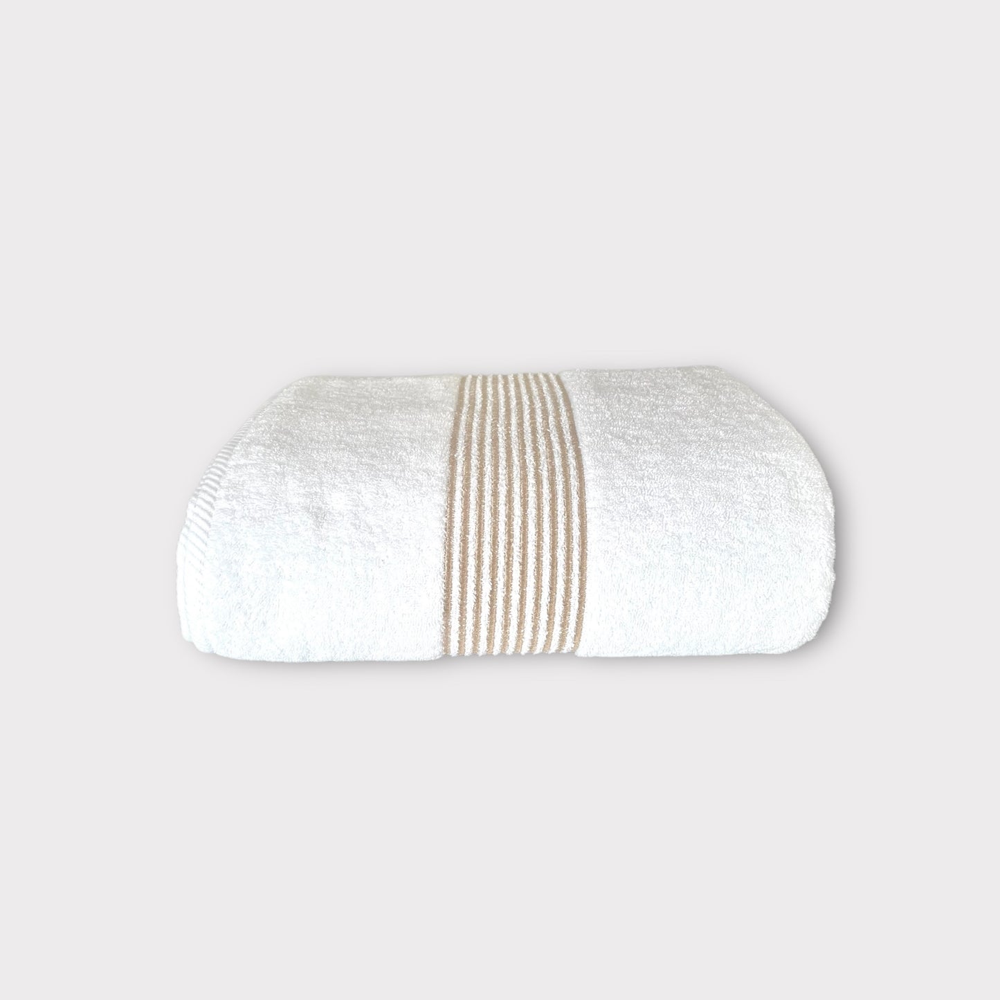 Bath Towel Lines - Gold Thread on White