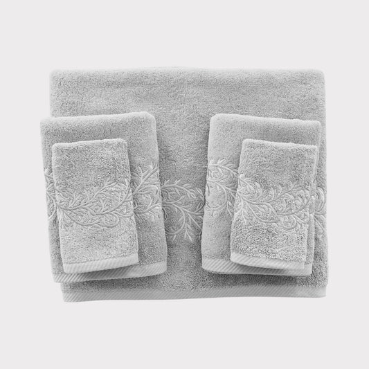 Whole Set Leaves - White Thread on Grey