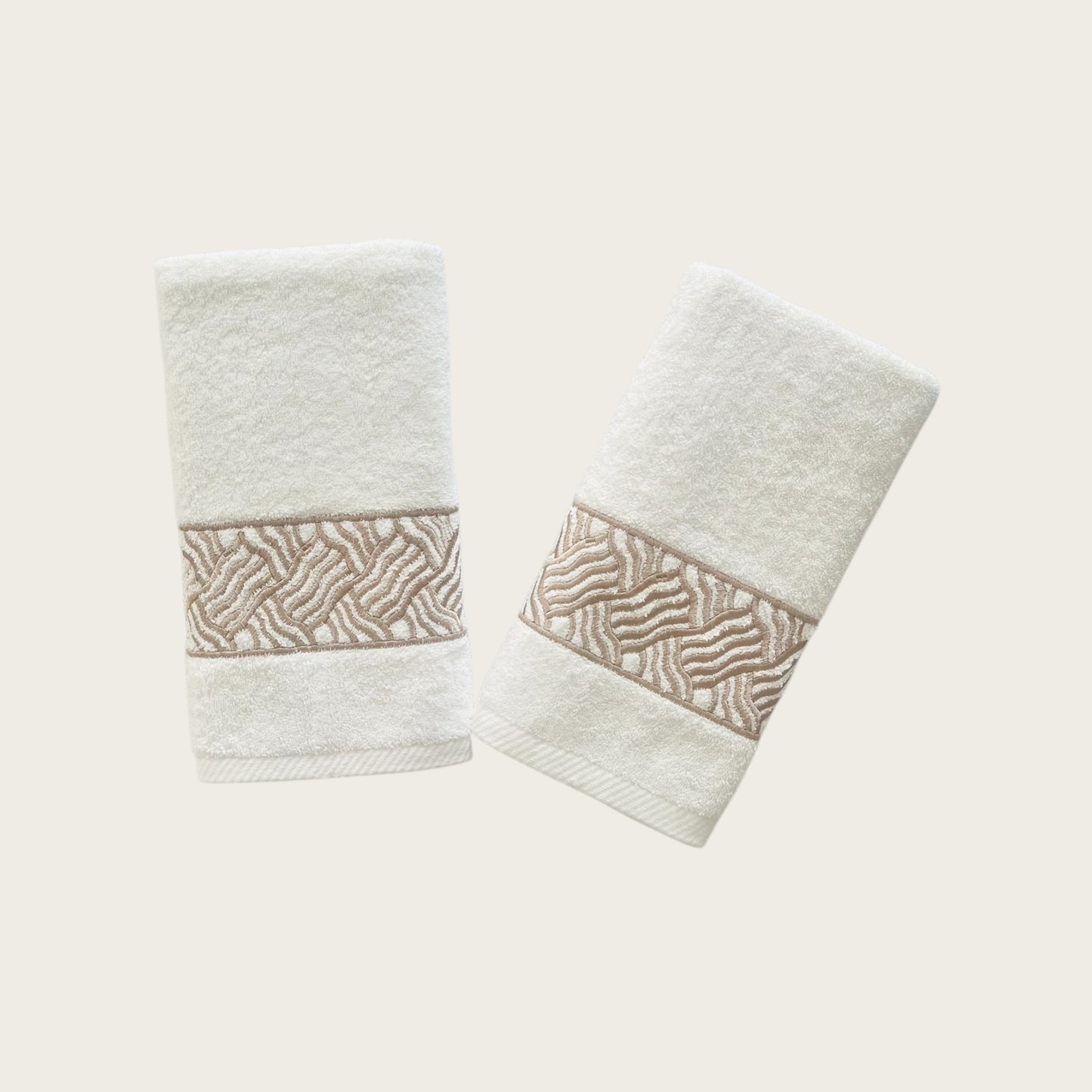 Hand Set Branch - Gold Thread on Light Cream