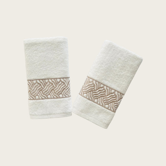 Hand Set Branch - Gold Thread on Light Cream