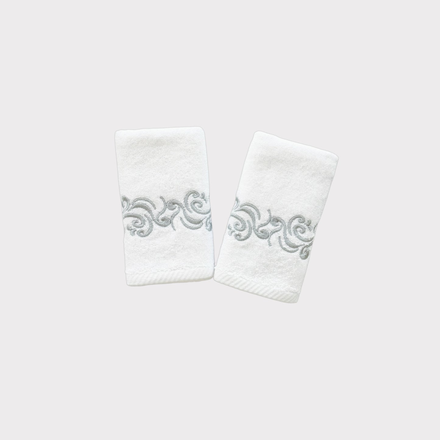 Guest Set Willow - Silver Thread on White