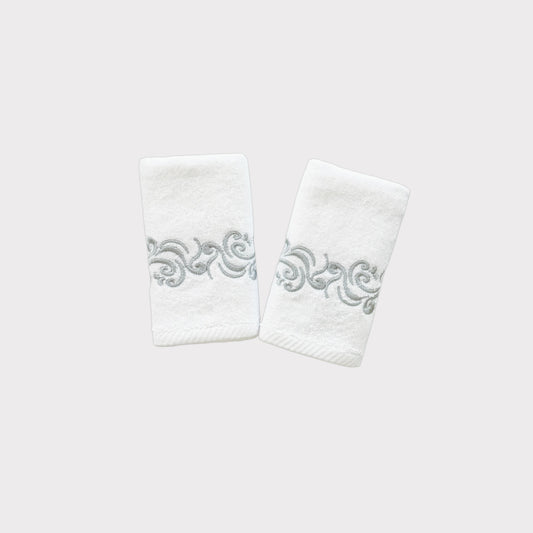 Guest Set Willow - Silver Thread on White