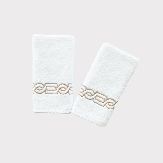 Hand Set Chains - Gold Thread on White