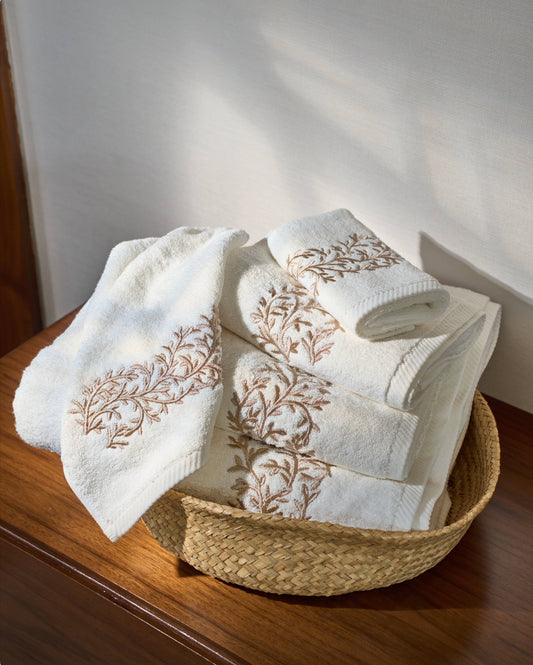 New* Whole Set Leaves - Gold Thread on Light Cream