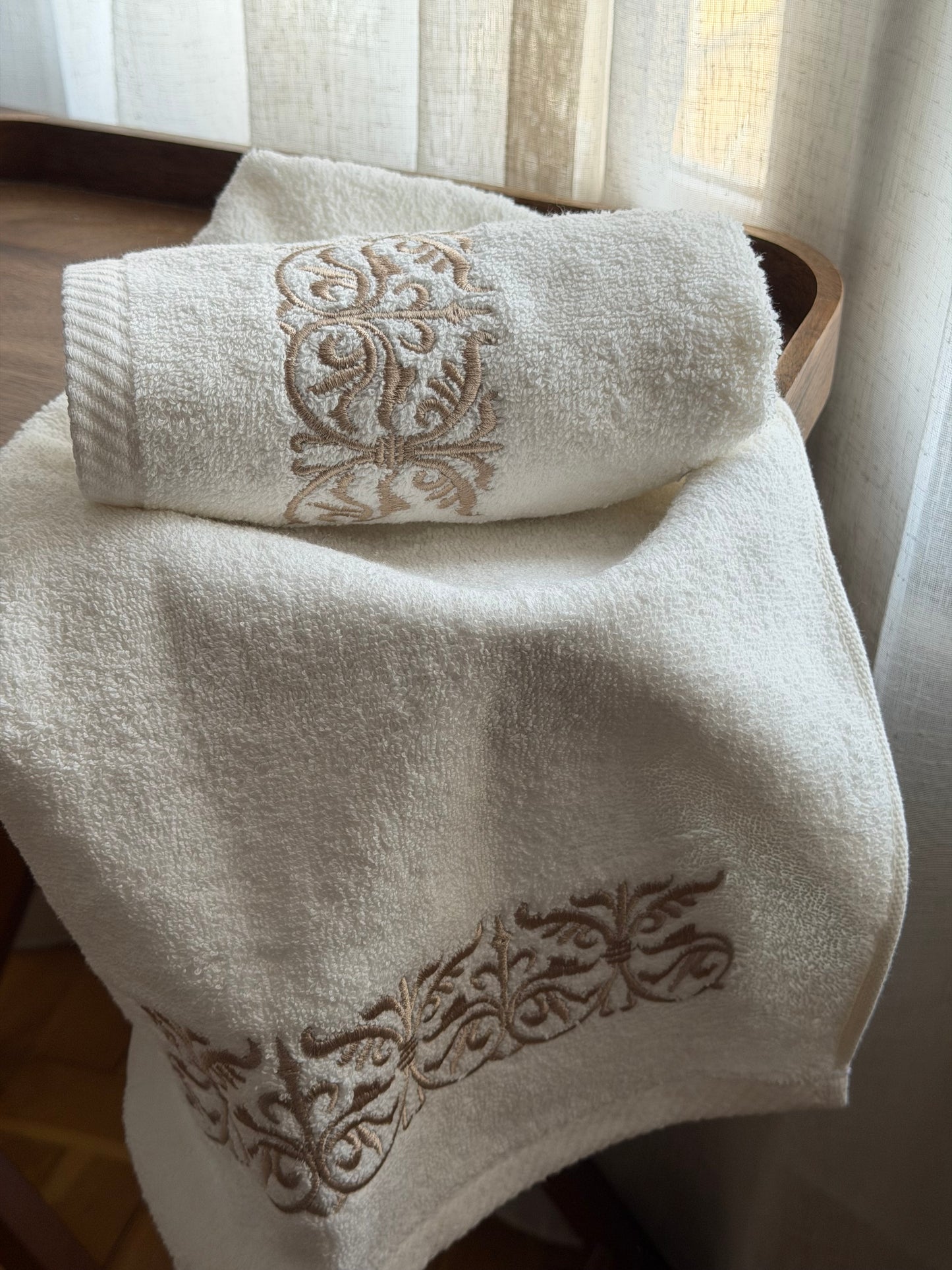 Guest Set Iron Door - Gold Thread on Light Cream