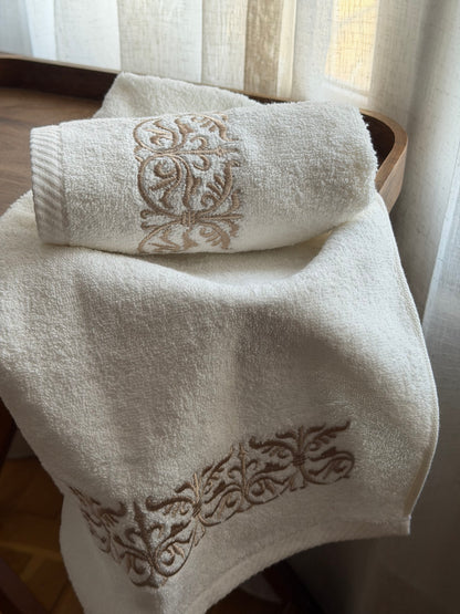 Guest Set Iron Door - Gold Thread on Light Cream