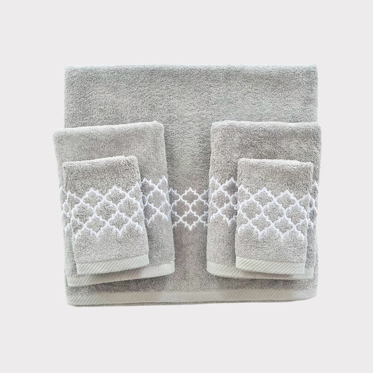 Whole Set Arabesque - White Thread on Grey