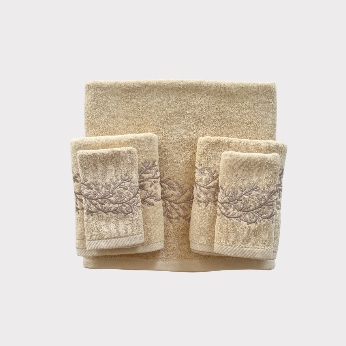 Whole Set Leaves - Gold Thread on Beige
