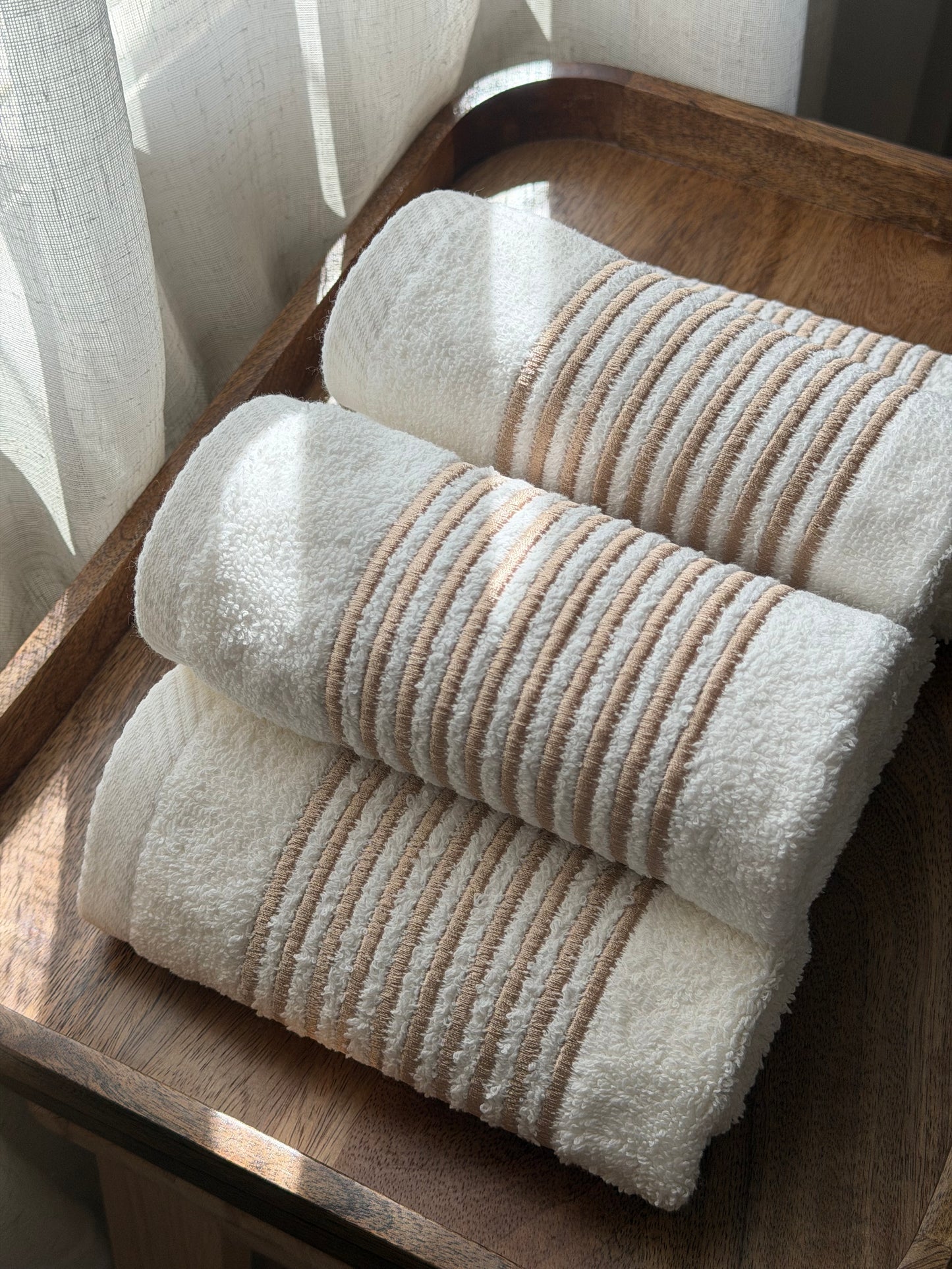 Guest Set Lines - Gold Thread on Light Cream