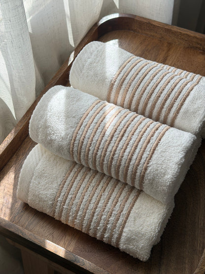 Guest Set Lines - Gold Thread on Light Cream