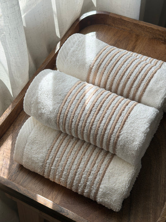 Guest Set Lines - Gold Thread on Light Cream