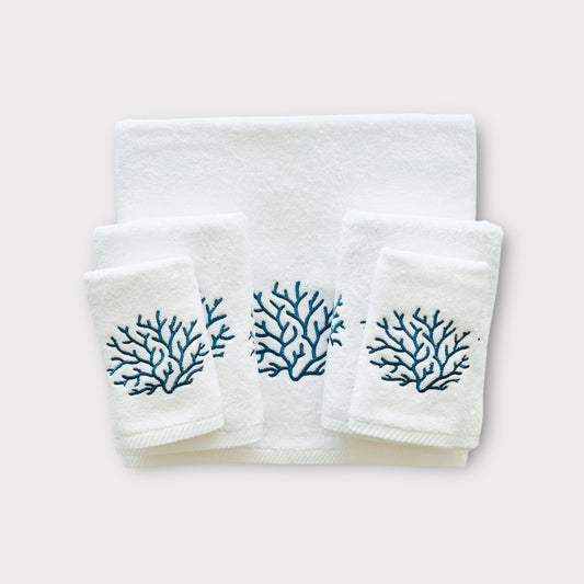 Whole Set Sunlit Coral - Navy Thread on White