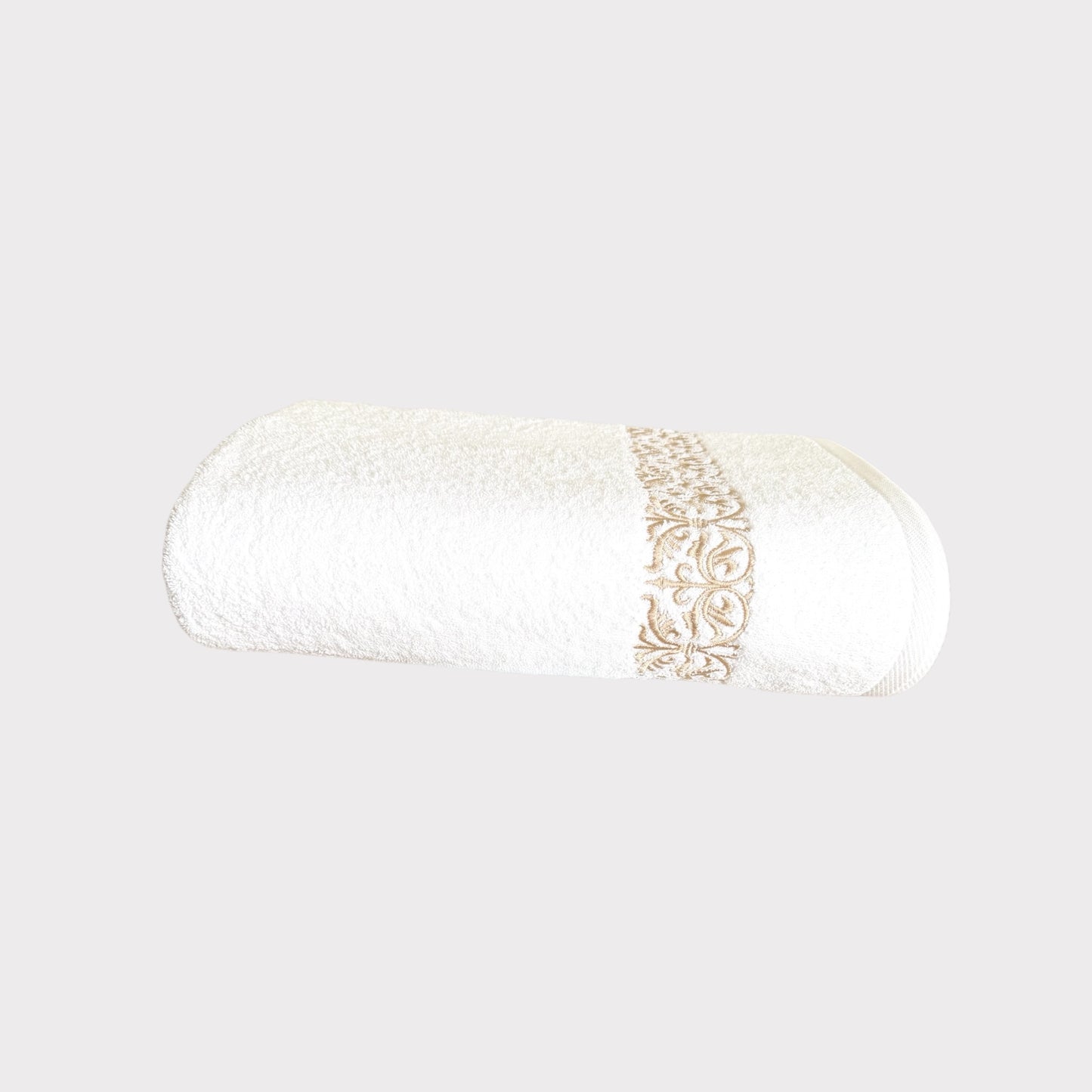 Bath Towel Iron door -  Gold Thread on White