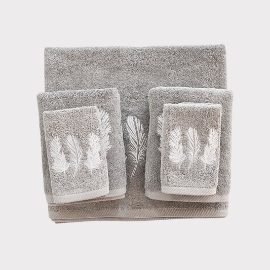 Whole Set Feathers - White Thread on Grey