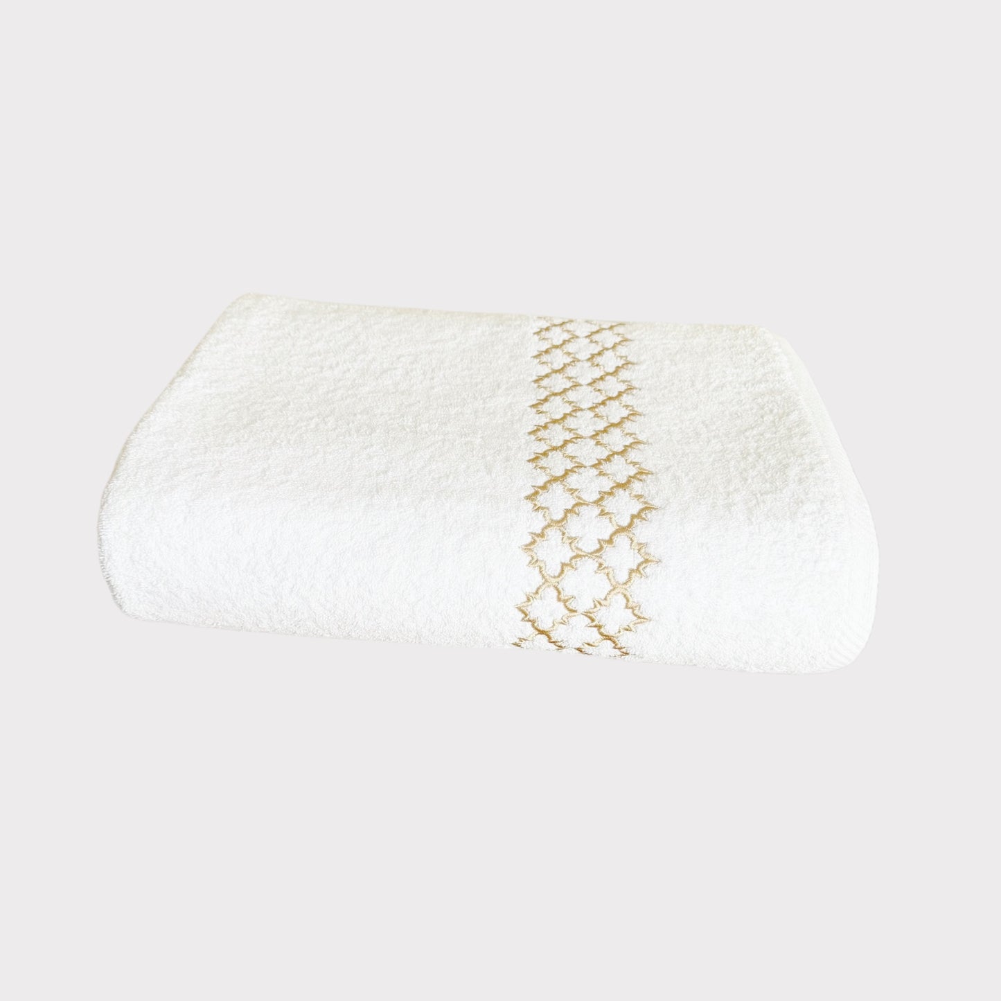 Bath Towel Arabesque - Gold Thread on White