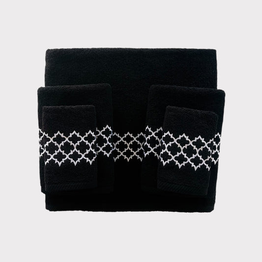 Whole Set Arabesque - White Thread on Black