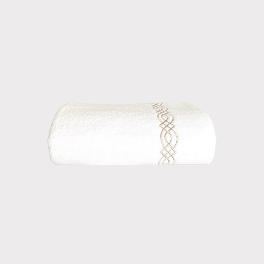Bath Towel Braid- Gold Thread on White