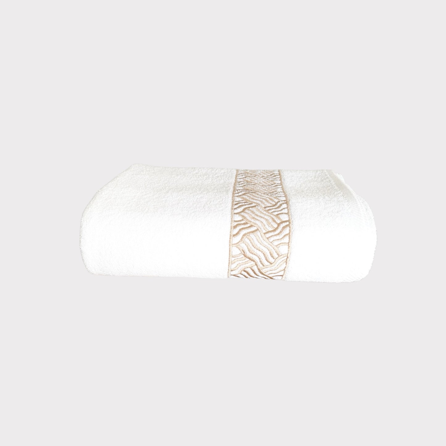 Bath Towel Branch - Gold Thread on White
